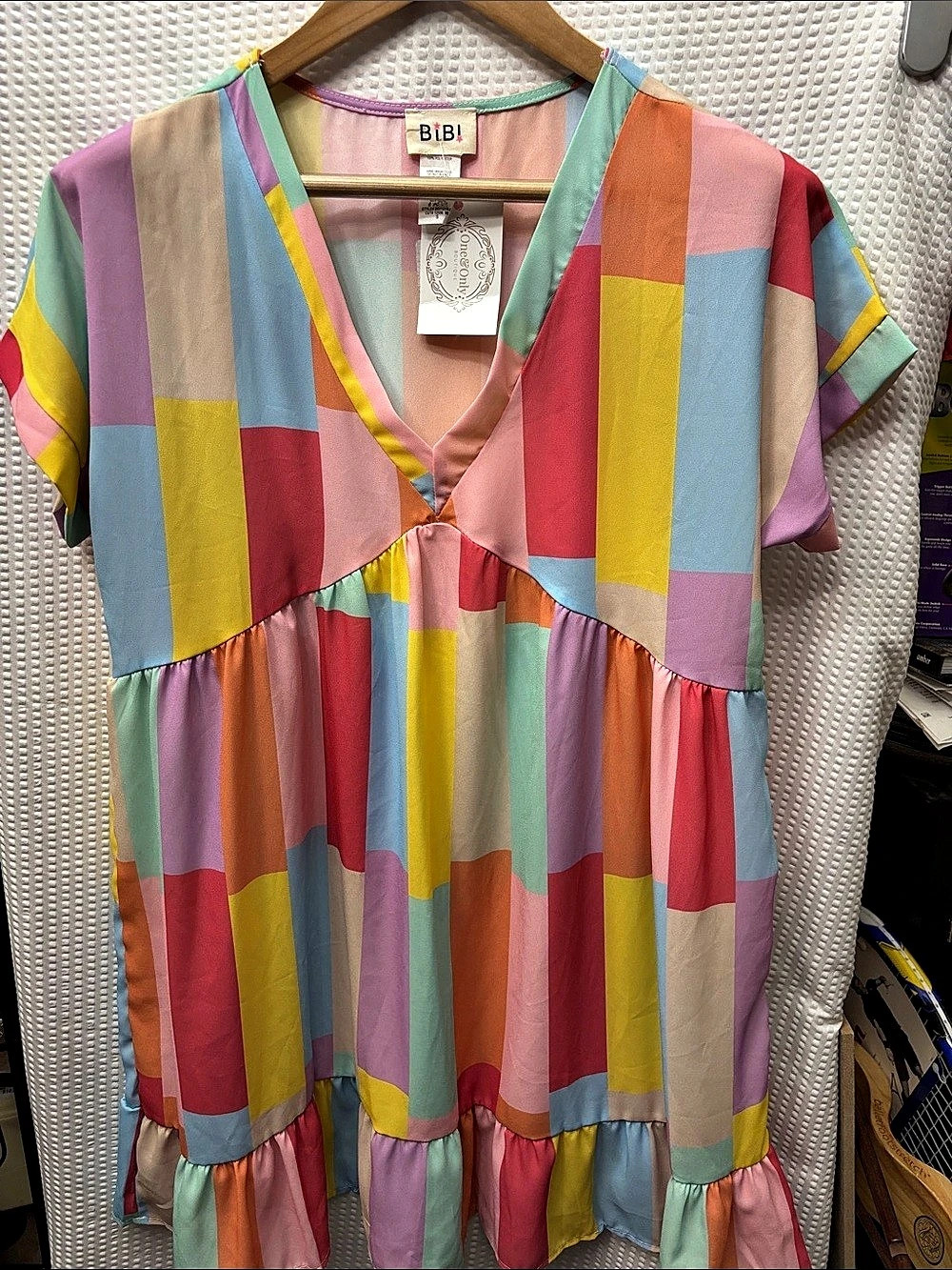 BiBi Color Block Mini Dress in Multicolor Size Small